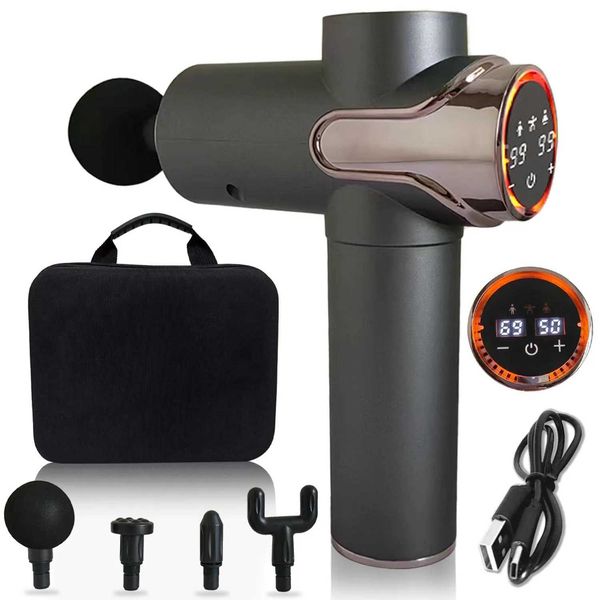 Massage Gun 1 New 4-head with storage bag three-mode fascia gun with 99-level LCD display professional-grade fitness fascia gun z241125