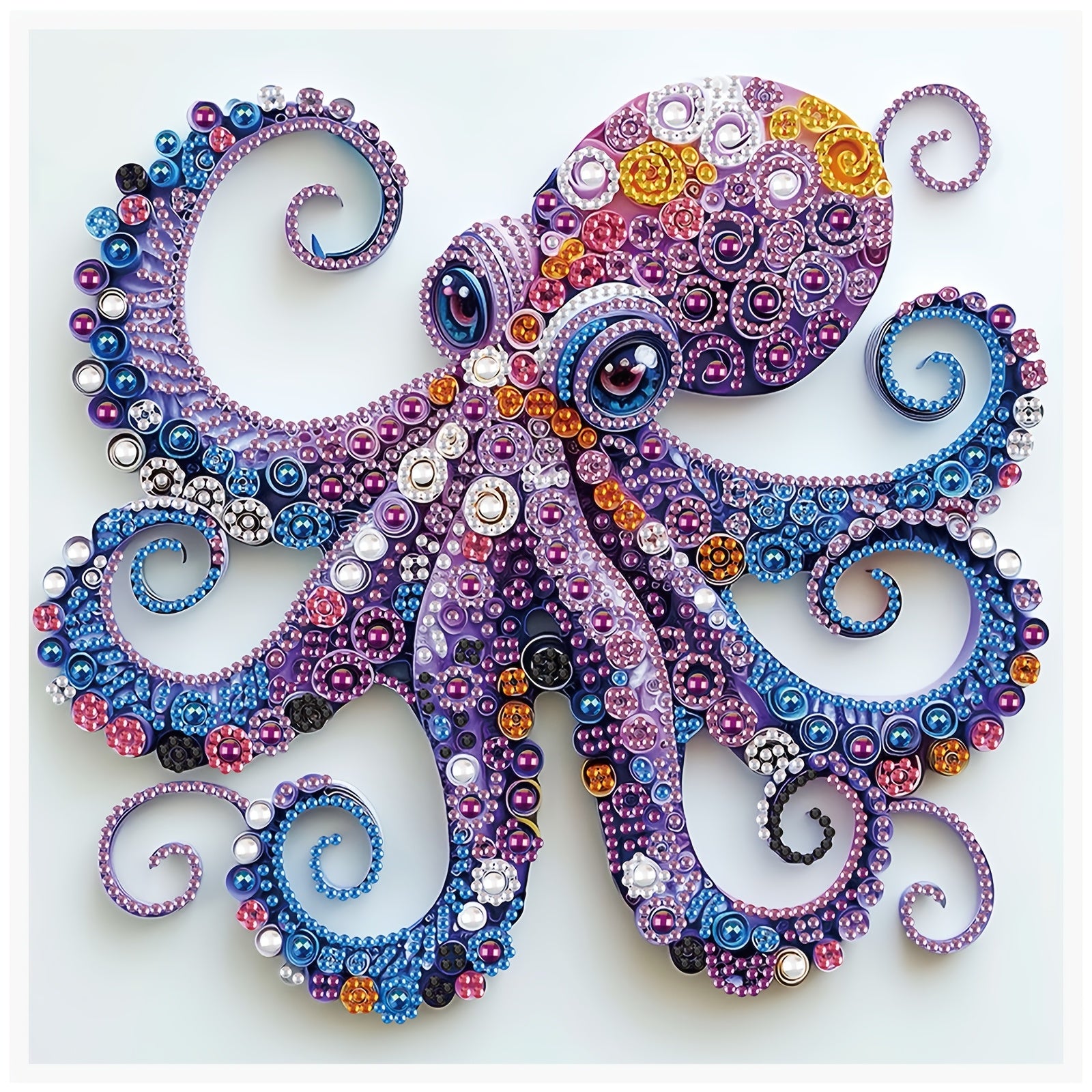 TEMU 5d Diy Octopus Painting Kit - Vibrant Multicolor Acrylic Diamonds On Canvas, Irregular Shapes, Beginner-friendly Wall Decor For Bedroom, Office,