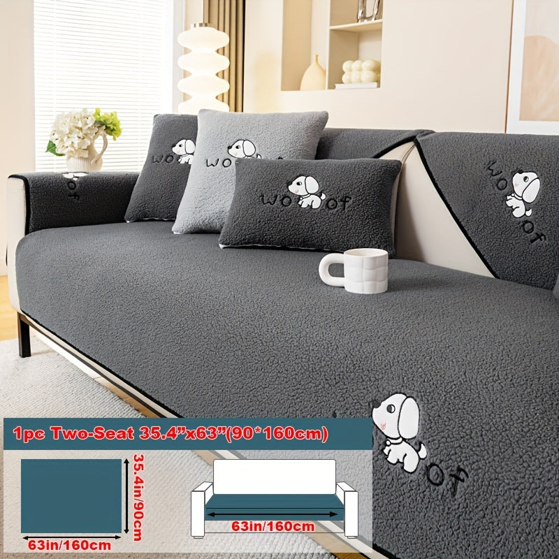 TEMU 1pc Sherpa Sofa Cover, Thickened Sofa Cover, Pet Friendly, Pet , Thick Plush Sofa Protective Cover, Plush Non Slip Sofa Cover, Furniture