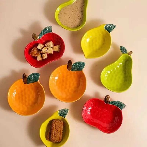Fruit Shape Sauce Dish Ceramic Seasoning Dipping Bowl Ketchup Soy Vinegar Dip Dish Fruit Salad Butter Plate Tableware DecorationXJ241209