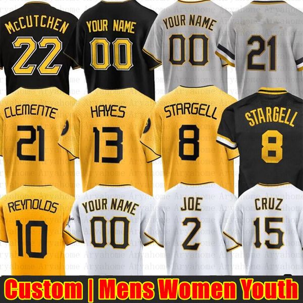 Custom Roberto Clemente Andrew 22 McCutchen Baseball Jersey Barry Bonds Oneil Cruz Ke&#039;Bryan Hayes Bryan Reynolds City Connect Paul Sken