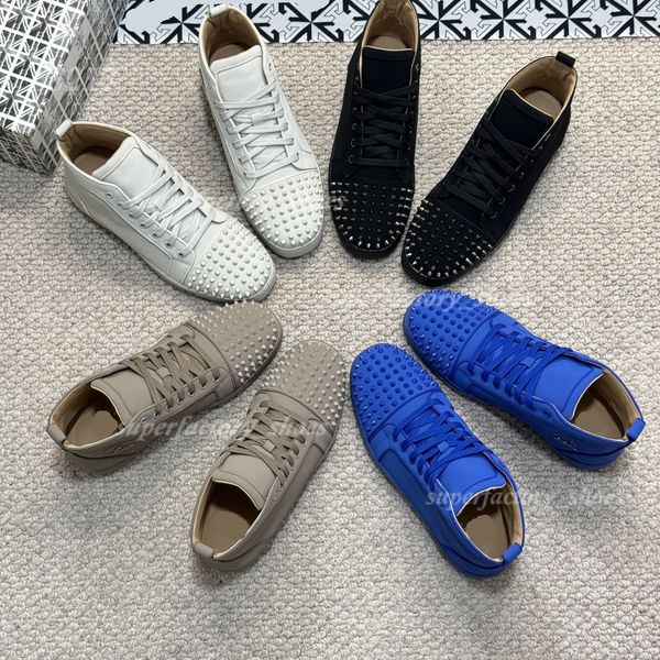 Designer Shoes Matte Studded Spikes Flat Sneakers Stylish Woman Men Women Low Cut Suede Trainers Genuine leather red-soled shoes Glitter Wed