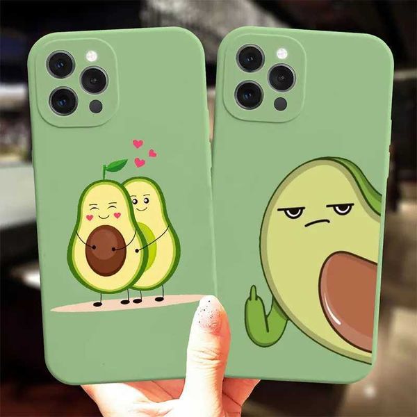 Cute cartoon avocado yoga fun pattern phone cover suitable for iPhone 11 12 13 14 Pro XS Max X XR 7 8 14 Plus green soft silicone phone case