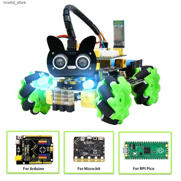 Electronics Robots KEYESTUDIO STEM Programmable 4WD Mecanum Smart Robot Car For Arduino Robot Microbit Robot Raspberry Pi PICO Robot Educati