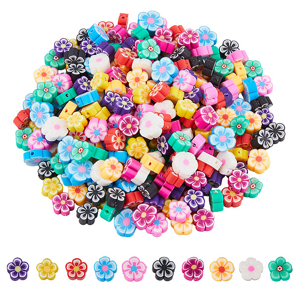 300Pcs 10 Colors Handmade Polymer Clay Beads
