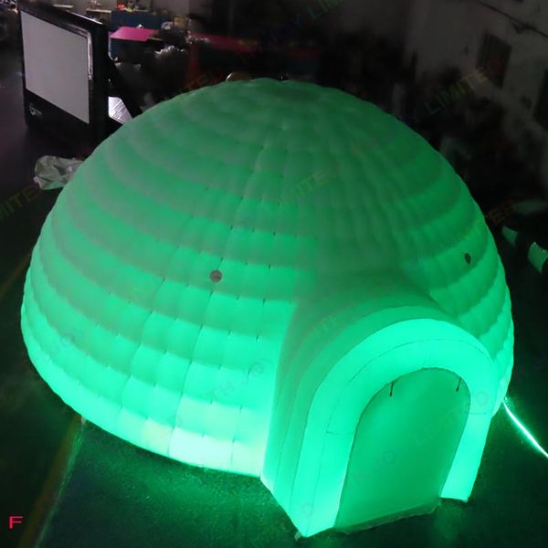 Activities 6m Diameter Inflatable Igloo Dome Tent with led light White Structure Workshop for Event Party Wedding Exhibition Business Congre