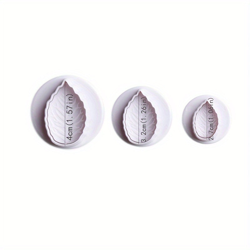 TEMU 3pcs Rose Leaves Shape Biscuit Cutters Plastic Cookie Stamps Plunger Cutter Fondant Molds Embossing Spring Mold Printed Presses Mooncake Cupcake