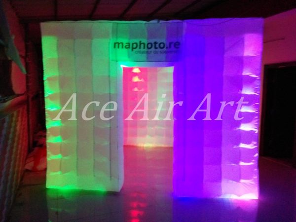 3mLx3mWx2.4mH RGB LED Inflatable Photo Booth backdrop Wedding Party Tent Cube For Reunion