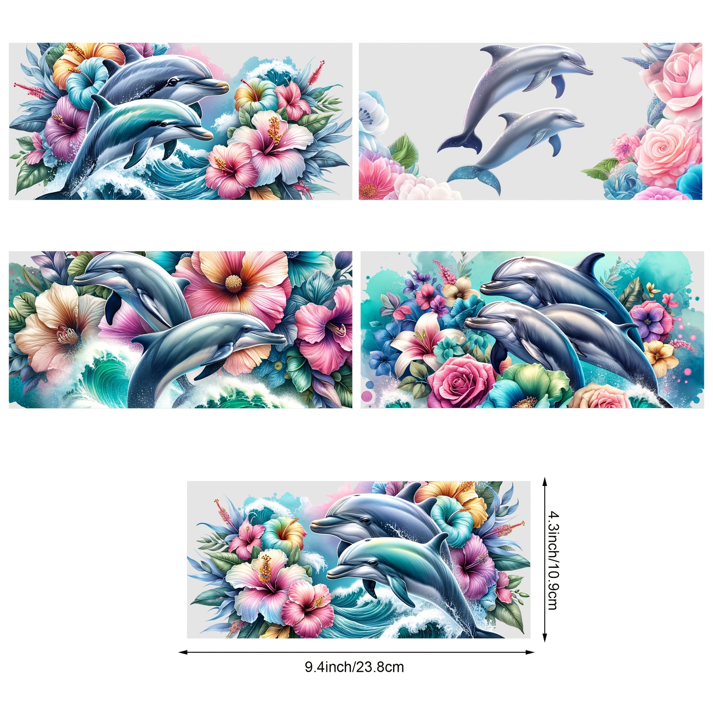 TEMU 5 Sheets Dolphin Uv Dtf Cup Stickers, Glass Cup Dtf Transfer Stickers, Wipeable Transfer Paper For 16 Ounces Glass Cups, Mugs, Crafts, Furniture