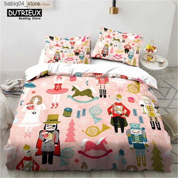 Bedding sets Cartoon Nutcracker Duvet Cover Set Christmas Tree Star Bedding Set Microfiber Royal Guarder Comforter Cover Twin King Queen Siz