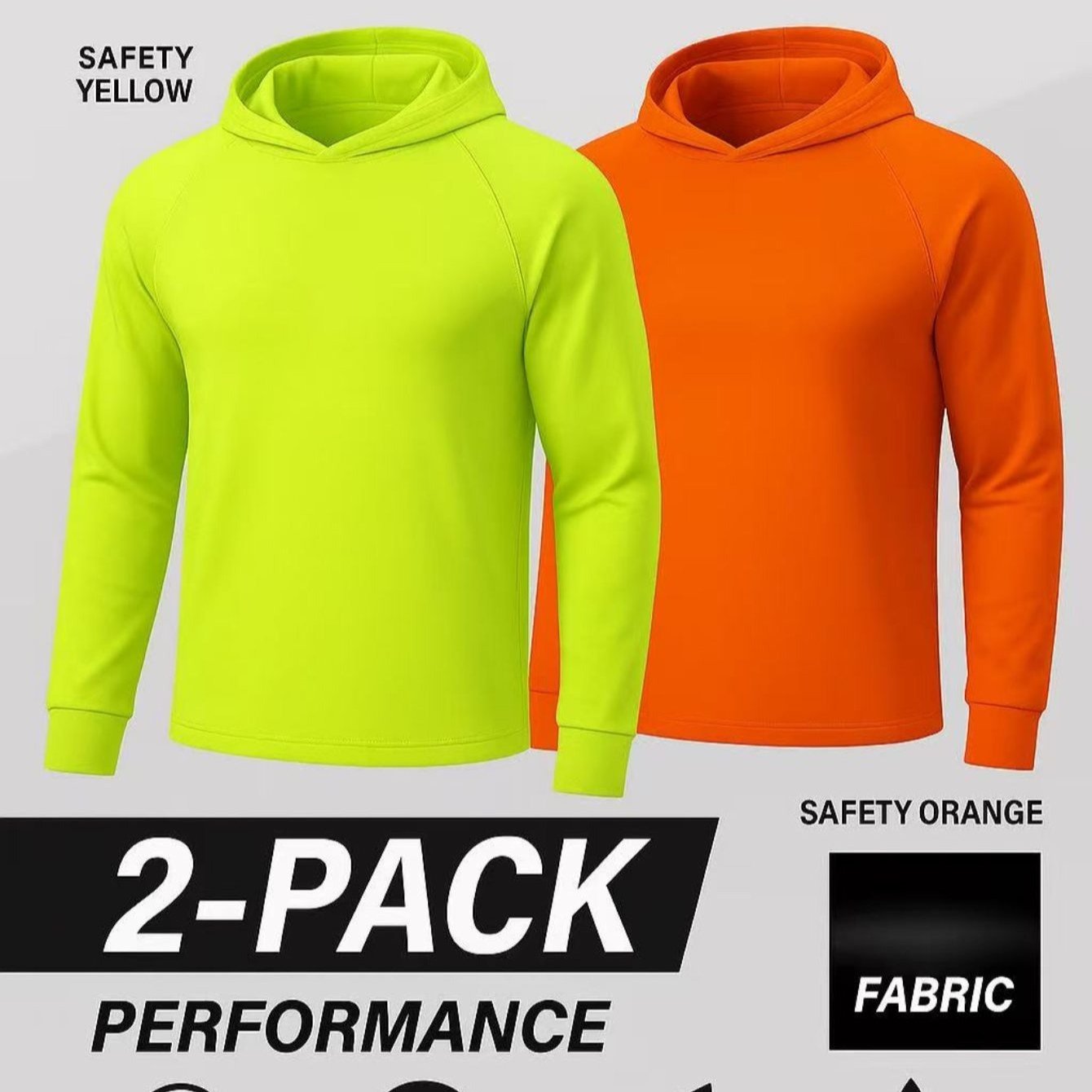 TEMU 2 Pc High Visibility Sun Protection Lightweight Long Sleeve Hoodie, Upf 50+ Quick-dry, Spf Uv Shirt, Active Wear