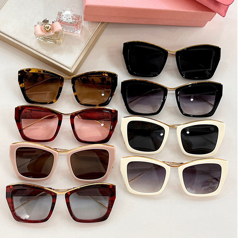 High quality designer sunglasses fashionable rectangular cat eye metal frame MU02YS elegant mens and womens metal mirror legs beach party leisure va