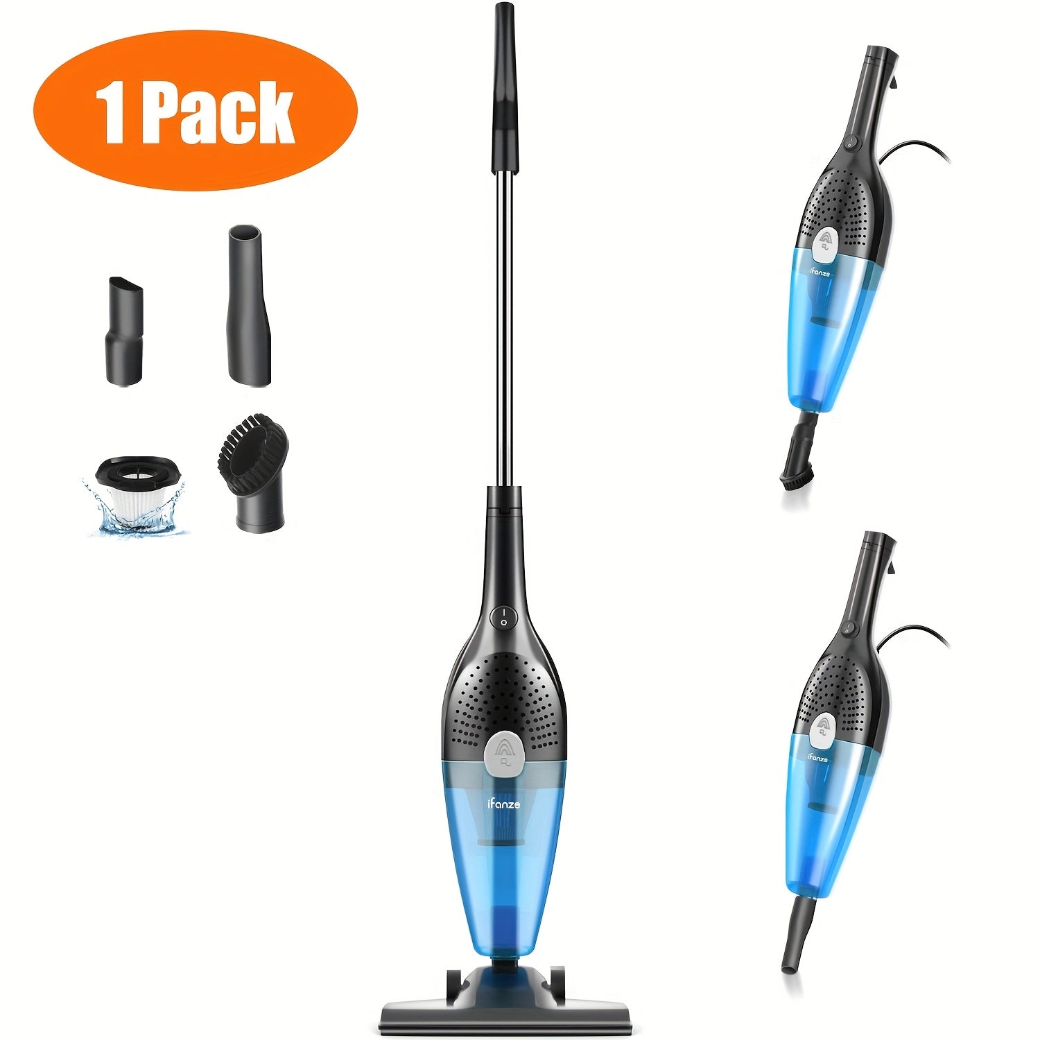 TEMU 25kpa Corded Stick Vacuum Cleaners, Lightweight Handheld Multi-surface 3-in-1 Small Vacuum Cleaners, Blue