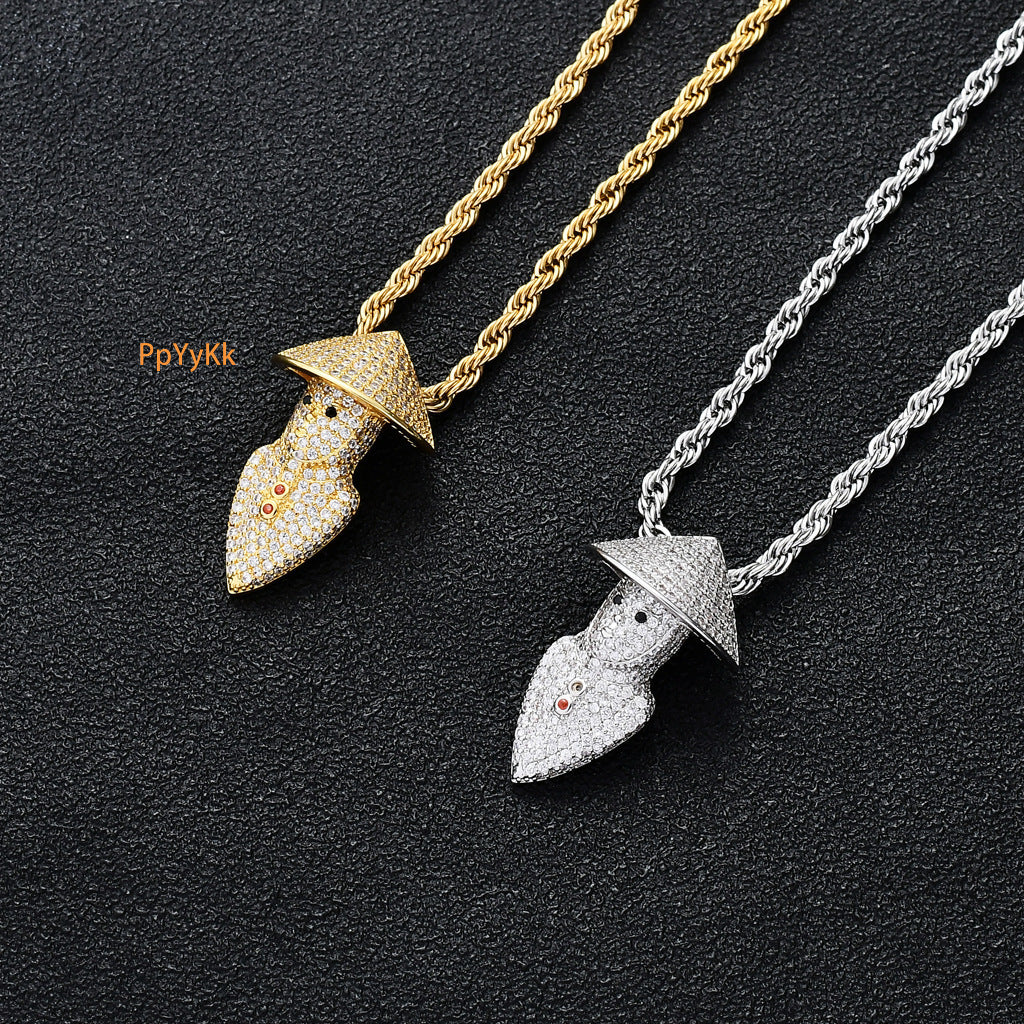 Luxury Necklace Rice Hat Scarecrow Pendant Unique Iced Out Hip Hop Trendy Brand Pendant Moissanite Necklace Pass the diamond tester