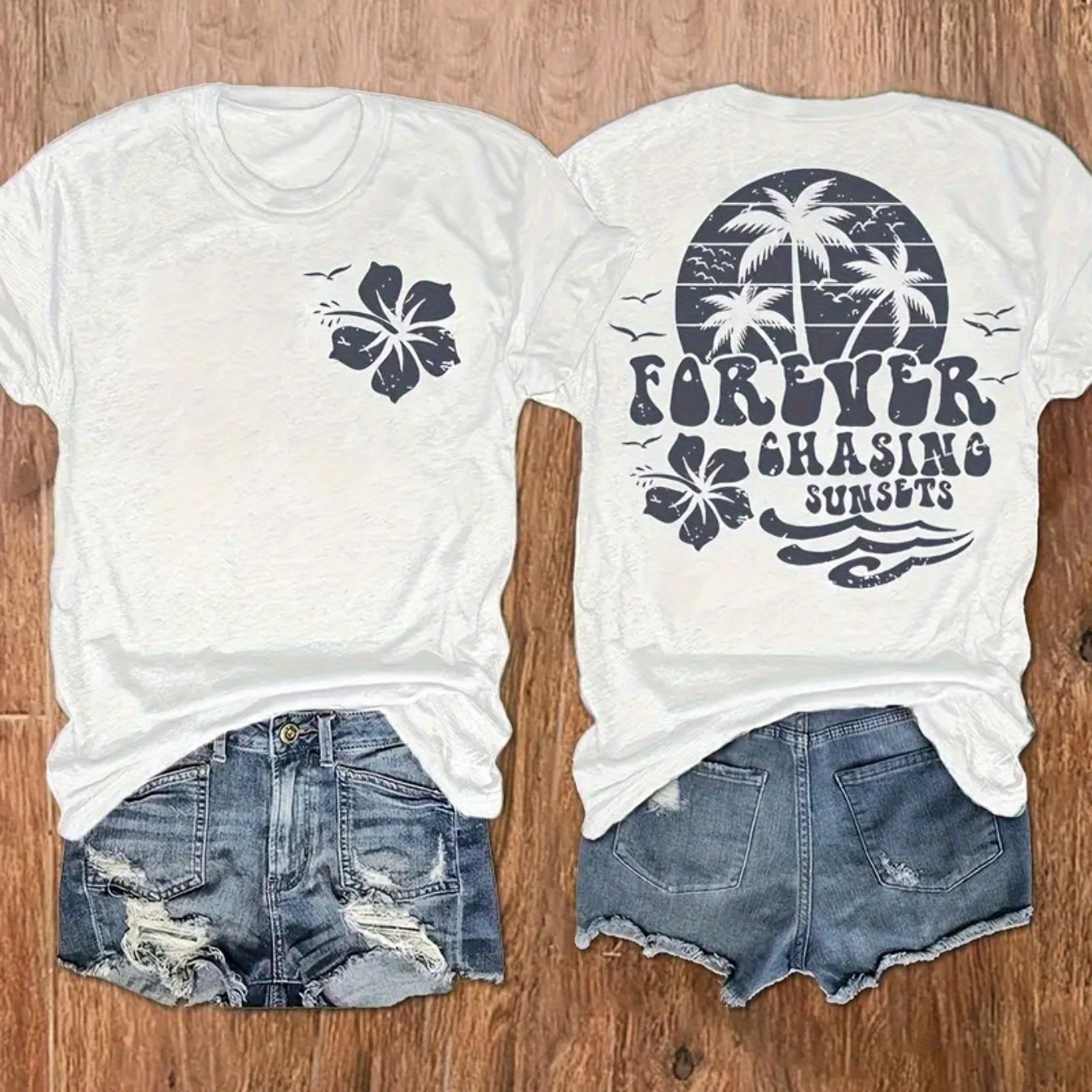 TEMU Women's Graphic T-shirt | And Sunset Design | Soft For | Perfect Gift For And