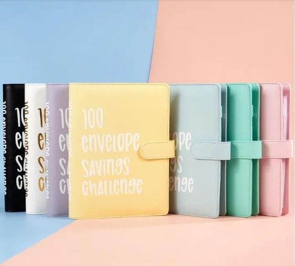 100 Envelope Challenge Binder Couple Challenge Sheets Event Notepad PU Leather Binder Notebook Money Envelopes For Offices Home SN5339