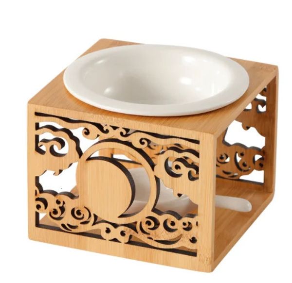 Fragrance Lamps Bamboo Wood Hollow Lamp Oil Furnace Aroma Candle Holder Candlestick Vase Romantic Crafts Gifts Home 231212