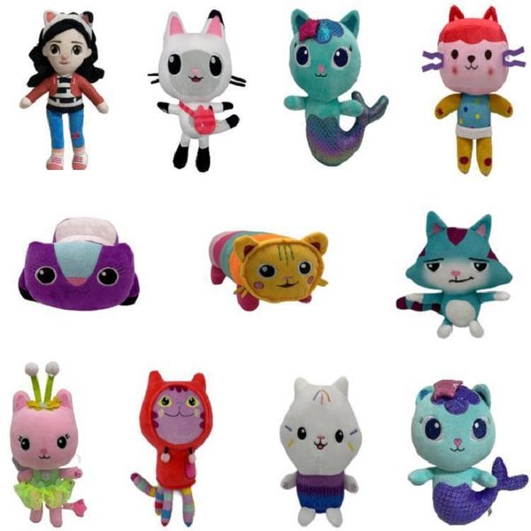 Manufacturers wholesale 11 style Gabbys Dollhouse dolls bears kittens plush toys cartoons movies and TV peripheral dolls for children