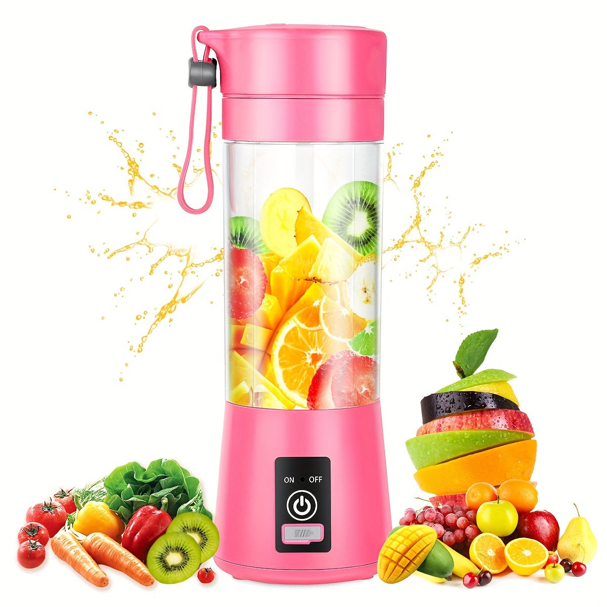 TEMU Usb-powered Personal Mini Blender With 6- & Self-cleaning Function - 380ml Large Capacity, 100,000 Rpm Motor, 304 & Pp Food-safe, Cordless