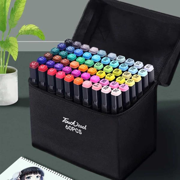 Markers 12-80 Colors Art Marker Alcohol Felt Pen Manga Sketching Markers Dual Brush Art School Supplies Drawing Set School Supplies H241215