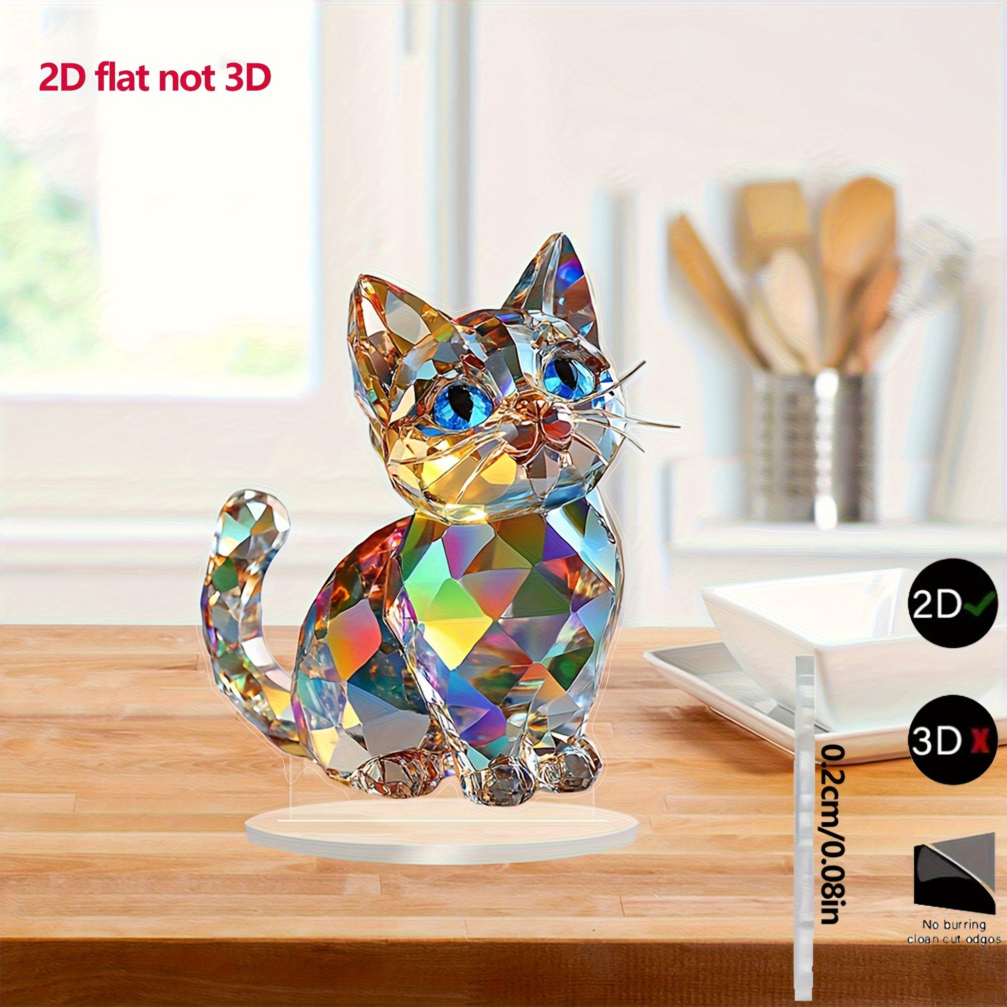 TEMU 2d Flat, 2d Acrylic Printed Ornament, Suitable For All Gift - Acrylic Decorative Piece For Home Or Office Multi- Desktop Decoration, Valentine's