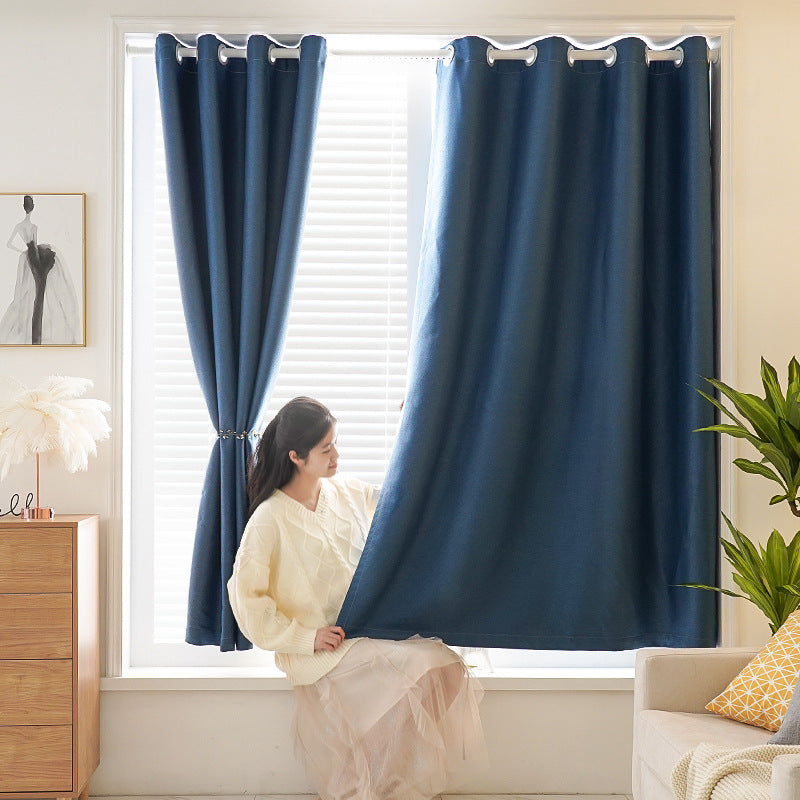 T0411 full blackout chenille hotel engineering curtain blackout heat insulation homestay school blackout curtain finished product custom wholesale