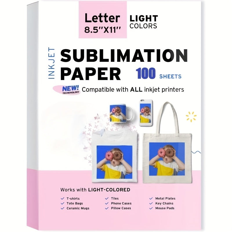 TEMU 50-100 Sheets A4 - Heat Transfer Paper 8.3"x11" For T-shirts, Mugs, Phone Cases, Pillows & Diy Crafts - Plant-based Glossy Finish, Durable