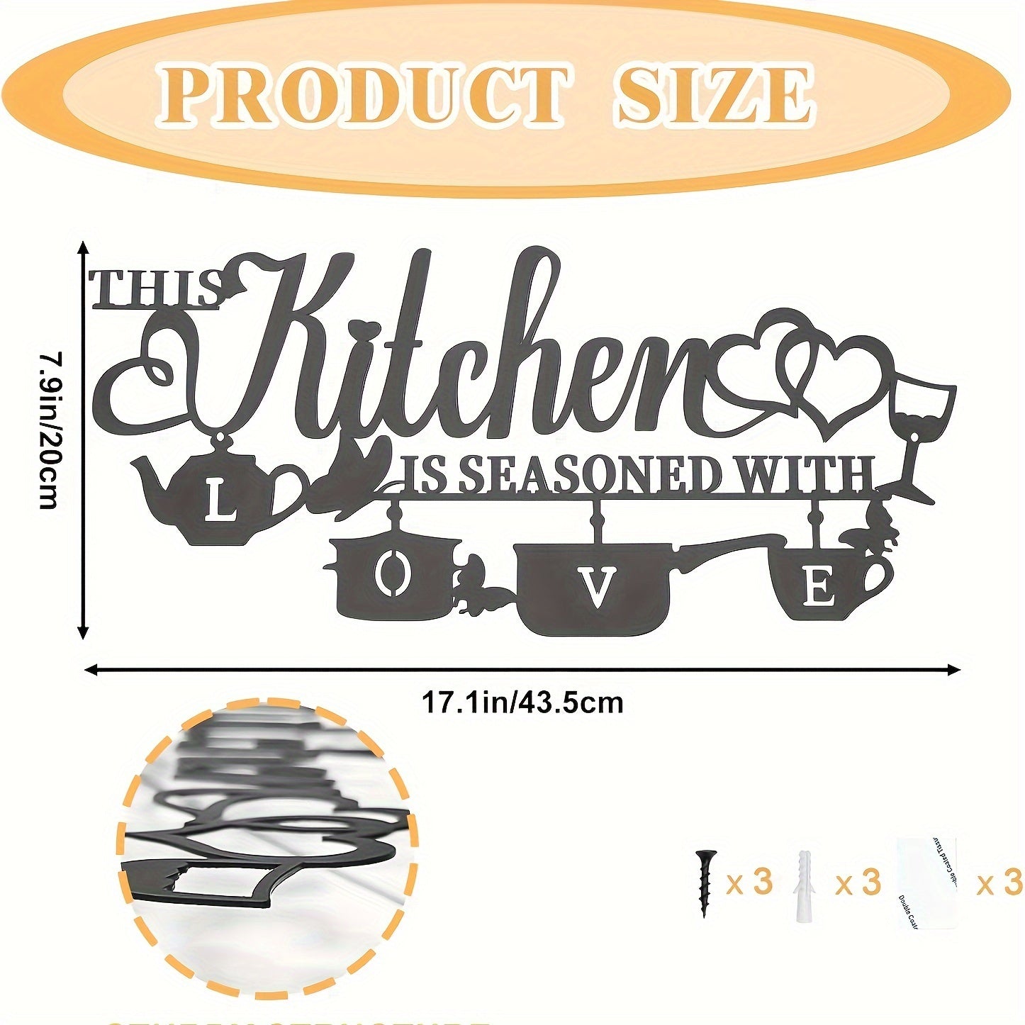 TEMU Metal Kitchen Wall Decor, This Kitchen Is Black Text Name Sign Decor, Country Iron Letter Kitchen Farmhouse Decor