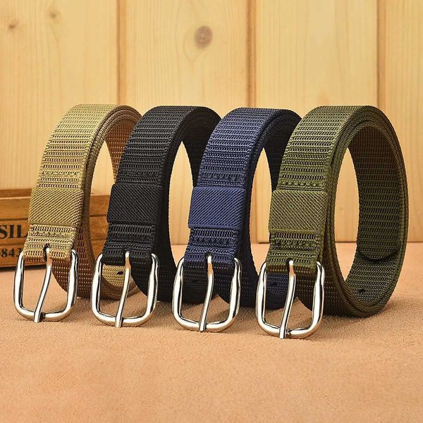 Womens leather belt canvas needle buckle thin waistband outdoor sports and leisure work pants jeans belt mountain climbing belt childrens be
