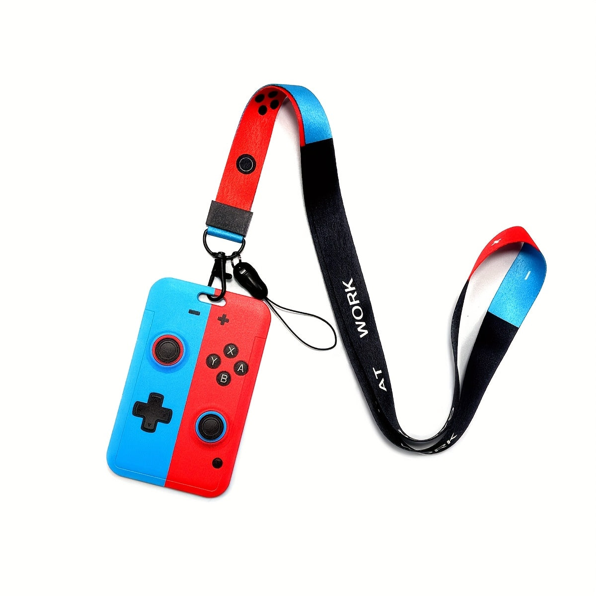 TEMU Gaming Controller Design Business Card Holder, Name Badge Lanyard, Plastic Id Clip, Key Neck Strap, Certificate Holder - Fun Video Game Themed