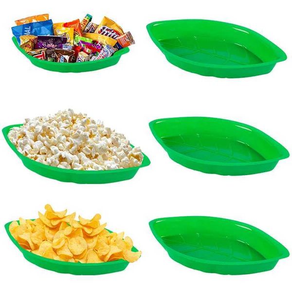 6pcs Hawaii Green Leaf Shape Plate Chips Food Tray Hawaiian Trcal Aloha theme supplies Jungle Safari Birthday Party decor Y240801
