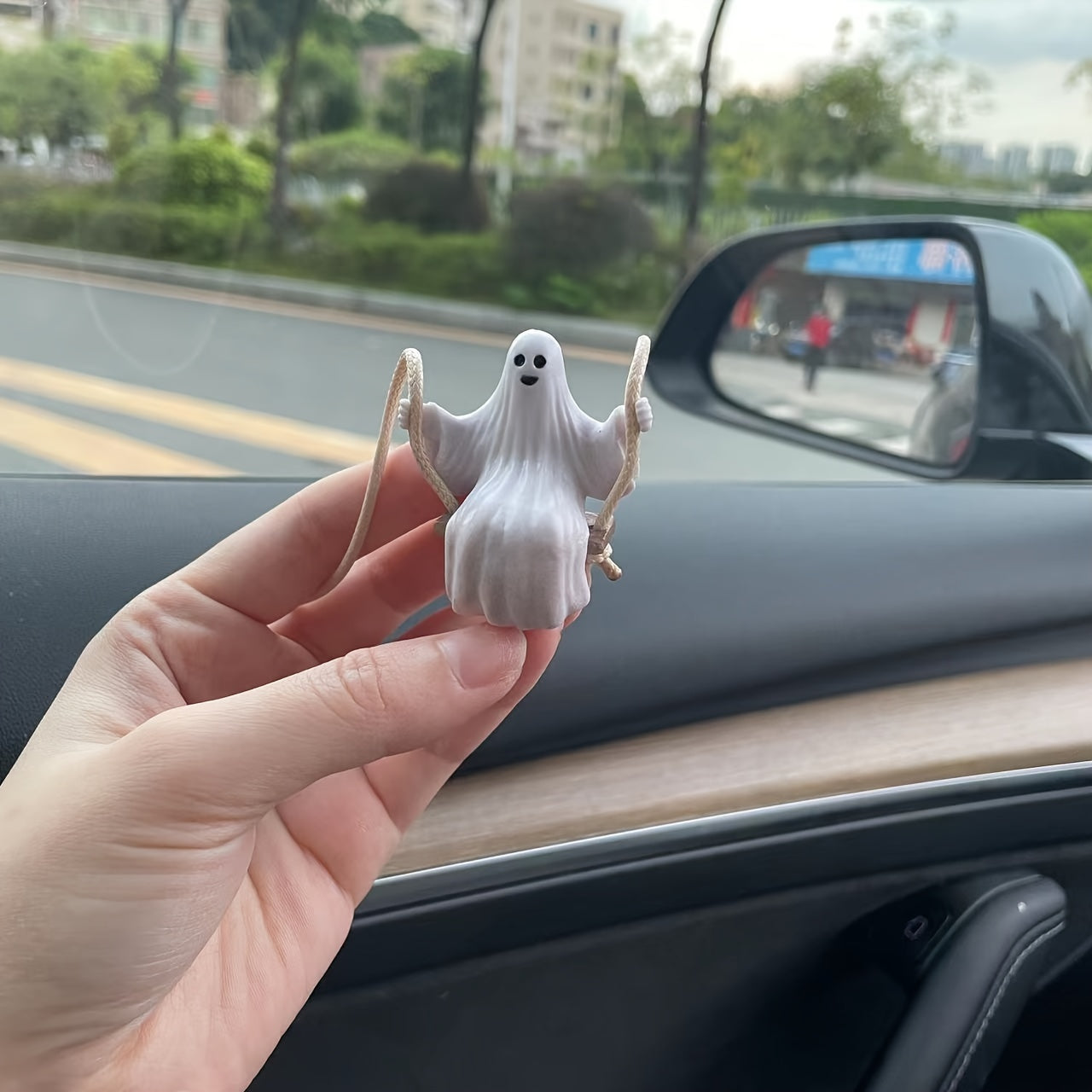 TEMU Swing Car Charm - Pvc Mirror Hanging Ornament For & Christmas Decor, Perfect Gift Idea