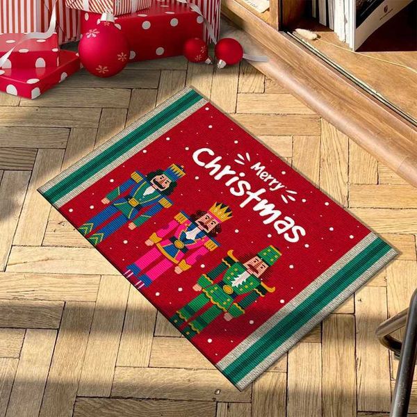 VIKAMA Nutcracker Christmas Floor Mat Holiday Decoration Home Carpet Cartoon Anti slip Kitchen Lobby Balcony Floor Mat X241024