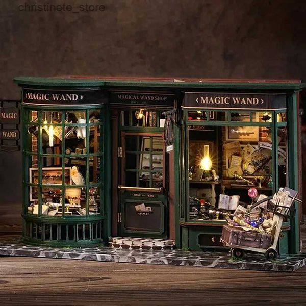 ArchitectureDIY House DIY Doll Toy House Kit Magic Wooden Mini 3D Puzzle Handmade Assembly Building Model with Furniture Creative with LED
