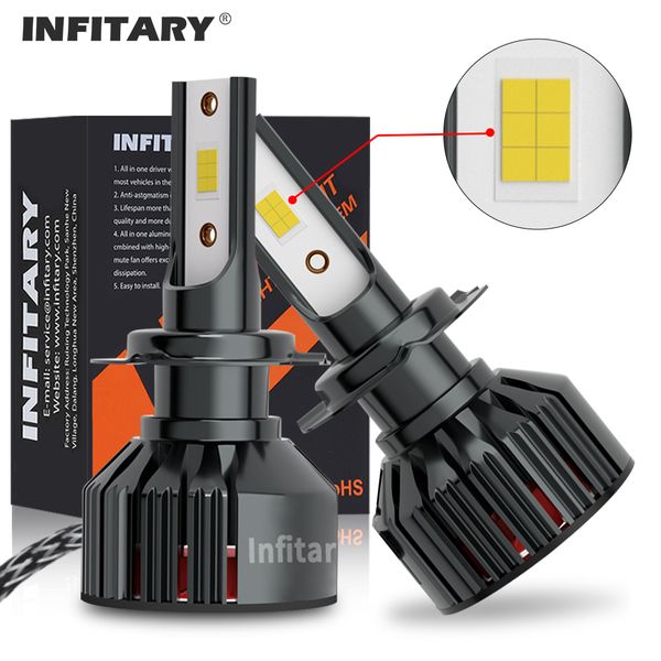 Infitary H7 H4 LED Car Headlights 6500K Auto Fog Lamp H11 H1 9005 9006 Bulbs CSP 3570 White Light Accessories Kits for Repair