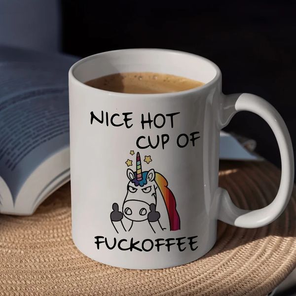 1pc 11oz Angry Unicorn Ceramic Coffee Mug Milk Tea Cup Insulated for or Cold Beverages Portable Office Drinkware Gift 241015