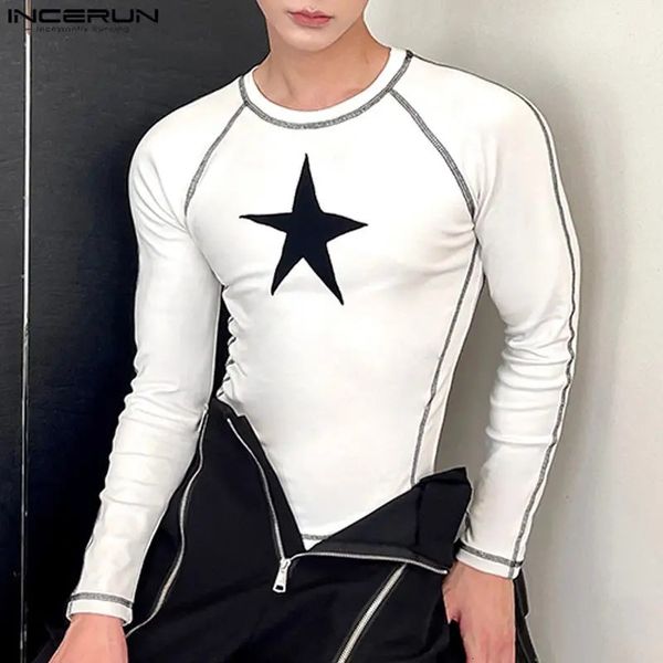 Men s T Shirts 2023 Men T Shirt Printing O neck Long Sleeve Fitness Streetwear Casual Clothing Autumn Korean Style Tee Tops S 5XL INCERUN 23