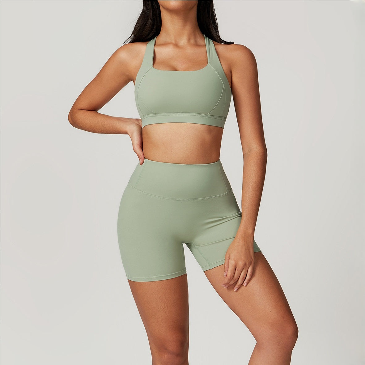 Women Yoga Shorts +Sports Bra Set lingerie High Waisted Lift Hip Sports Shorts Outer Wear Running Outdoor Fitness Clothing