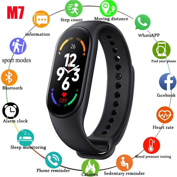 M7 smart wristband blood pressure monitoring smart watch mens temperature fitness tracker watch waterproof sports smart watch Y241114