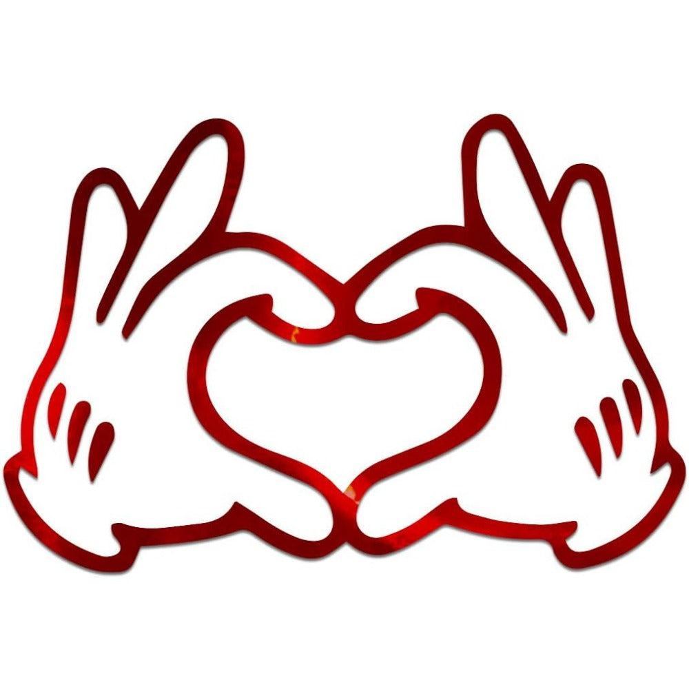 TEMU Mouse Heart Hands Vinyl Decal Notebook Car Laptop 5.5' X 3.75' (red Holographic)