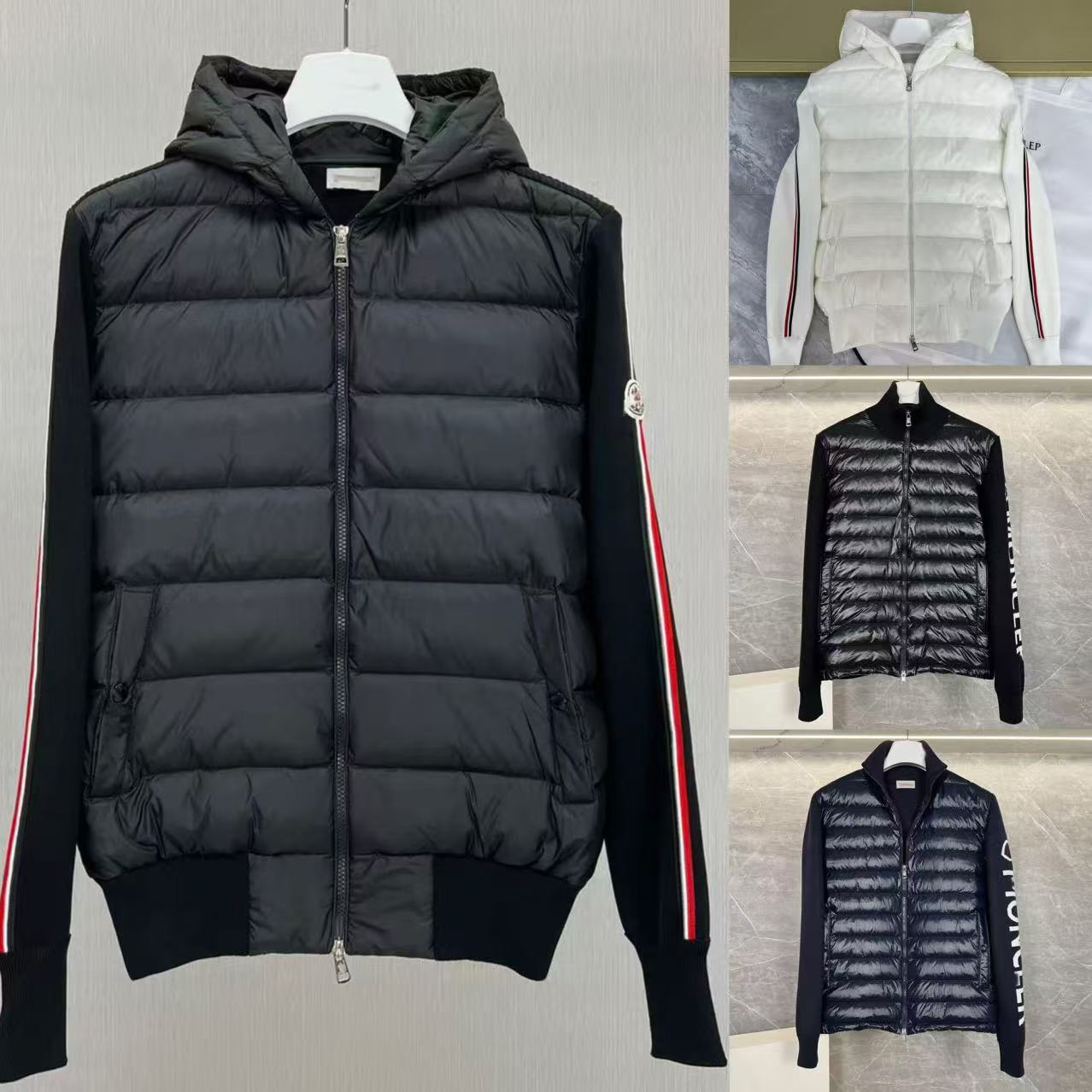 mens knit jacket designer cardigan high quality puffer jacket fashion splicing knitted sleeve cardigan mens down parkas classic designer puffer Coat