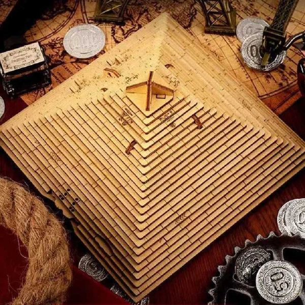 Pyramid Wood Puzzle Kid Educational Brain Burn Teaser with Challenging High Difficul Decorative Side Table Game Toy AdultXJ241218