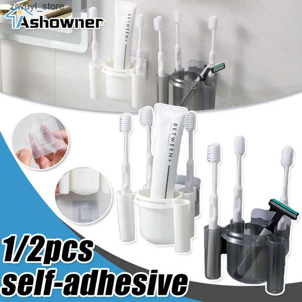 Toothbrush Holders Non punched bathroom toothbrush holder bathroom washer table organizer plastic toothbrush holder bathroom storage rack L2