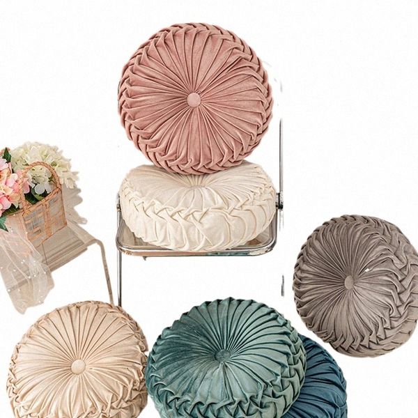 1pc Pumpkin Pillow Solid Color Veet Throw Pillow Round Dandelion Floating Window Cushion Tatami Sofa Pillow For Living Rom q9Rx#