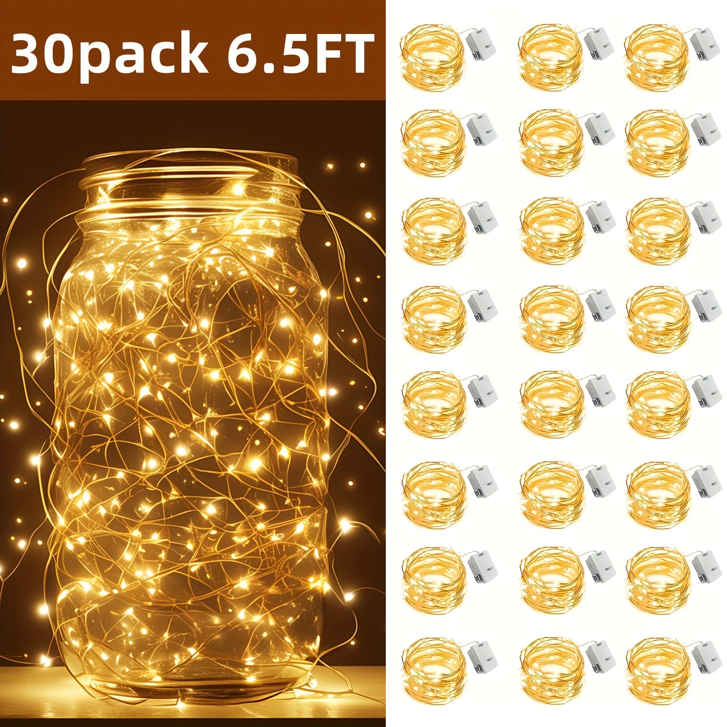 TEMU 30pack Fairy Lamp Battery Powered, 20 Led Fairy Tale String Lights Small Mini Lights, Space Theme, Suitable For Mason Jar Vase Table Center