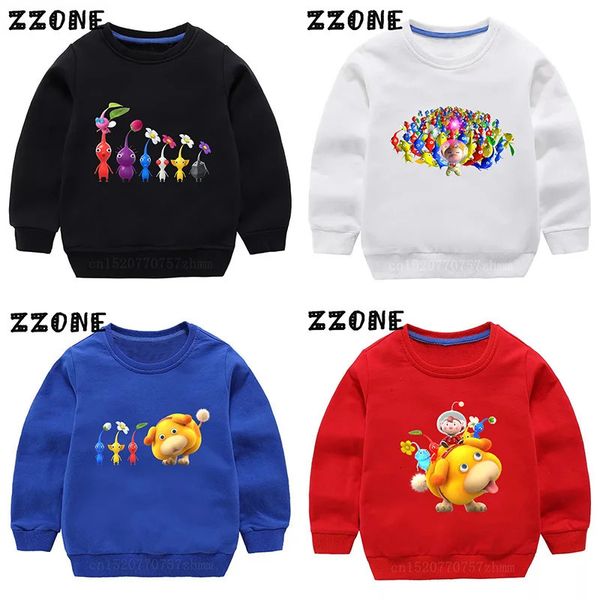 Video Game Pikmin 4 Print Kids Sweatshirts Cartoon Children Hoodies Funny Autumn Baby Pullover Outwear Tops Girls Boys Clothes 250114