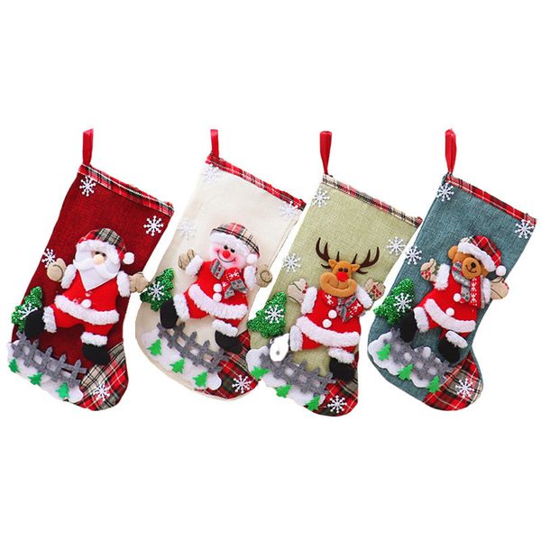 Christmas Stocking Santa Claus Socks Christmas Tree Ornament Xmas Candy Gift Bags
