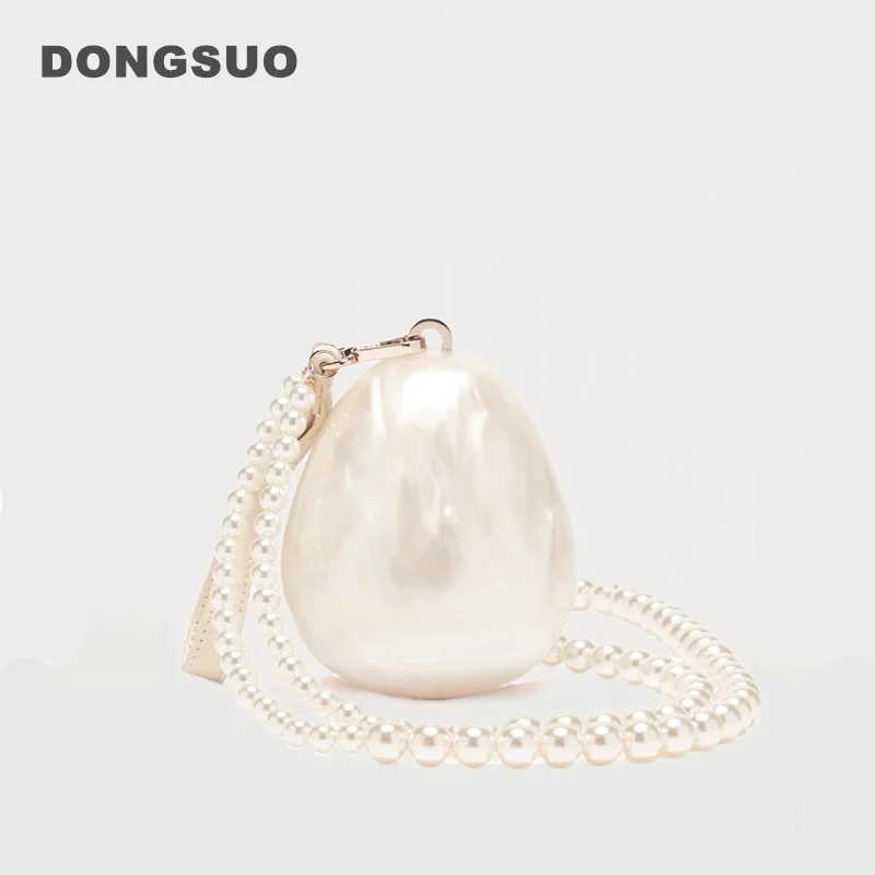 Women Acrylic egg bag cute pearl Evening Clutch Bag with beaded strap For Wedding Party Luxury purse And Handbag Designer Z250220