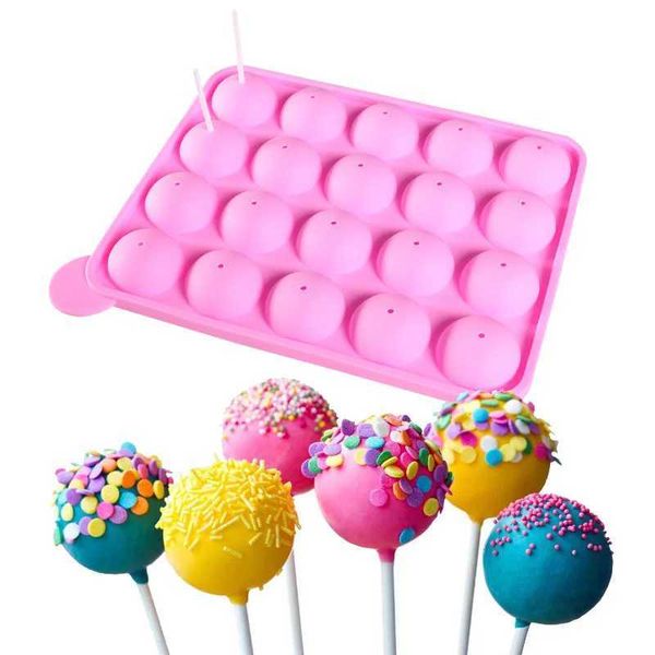 20 orifícios Silicone Lollipop molde Diy Chocolate Gelo Hóquei Bolo de Hóquei Bolo Reutilizável Sobessert Non Stick Mold Kitchen Tool W25010