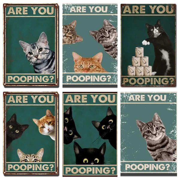 Are You Pooping Series Bathroom Toilet And Home Wall Decoration. Vintage Art Fun Metal Cat Sign Theres Always One You Like Z250118